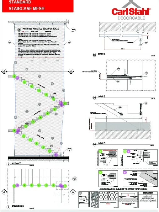 Standard staircase security with cable mesh by Carl Stahl DecorCable